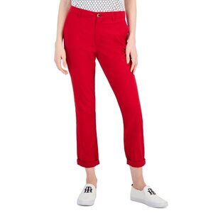 Tommy Hilfiger TH Flex Hampton Cuffed Chino Straight-Leg Pants Red Size 18 $60